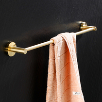 Nordic Brushed Golden Towel Rack Light Luxury Free Punch Toilet Bathroom Golden Stainless Steel 304 Towel Bar Single Rod