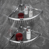 Bathroom full copper triangle basket wall-mounted punch-free bathroom rack shower room toilet storage tripod