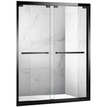Customized one-line 304 matte black stainless steel shower room tempered glass shower partition sliding door sliding door