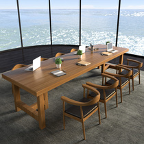 Solid wood meeting table minimalist modern strip desk multi-person computer desk with large negotiation table and chairs combined furniture