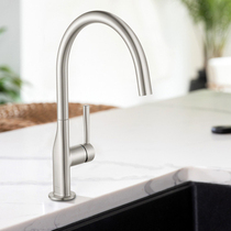 Moen black kitchen hot and cold faucet household all copper splash-proof rotary wash basin pool sink single hole 60407