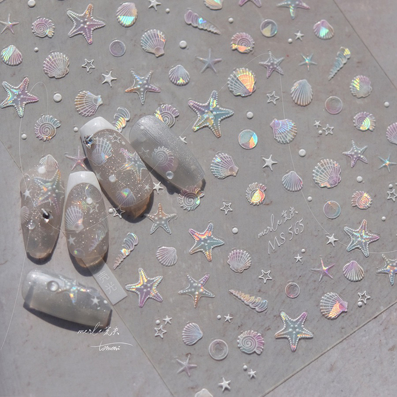 Shell Light Colorful Starfish Shell Nail Stickers Small Nail Pattern Pentagram Adhesive Nail Stickers Water Cup Phone Stickers
