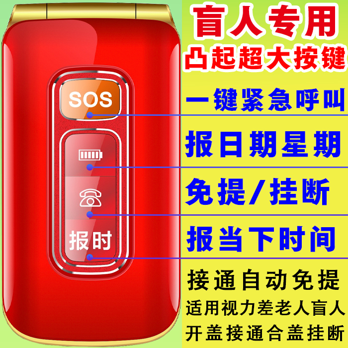 Flip Phone for the Blind, Elderly, with Date, Day of the Week, Lunar Calendar, Caller Id, Name Announcement, Voice Broadcast, Full Network 4g Phone