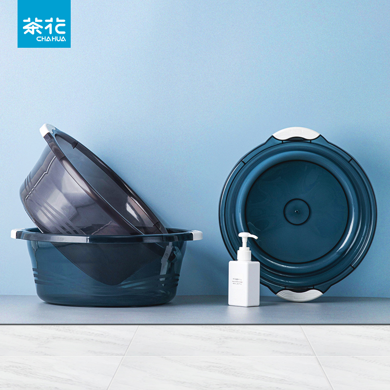 Camellia handle non-slip basin thickened plastic washbasin transparent washbasin student dormitory washbasin home large basin