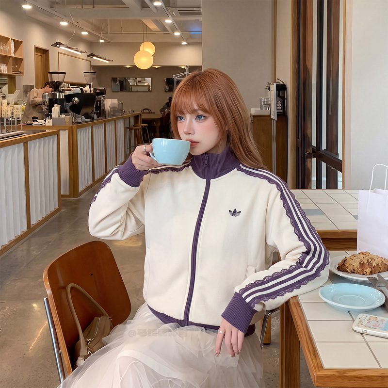 Adidas Adidas Clover Autumn Lace Trim Women's Sports Jacket Short Top Lf2334