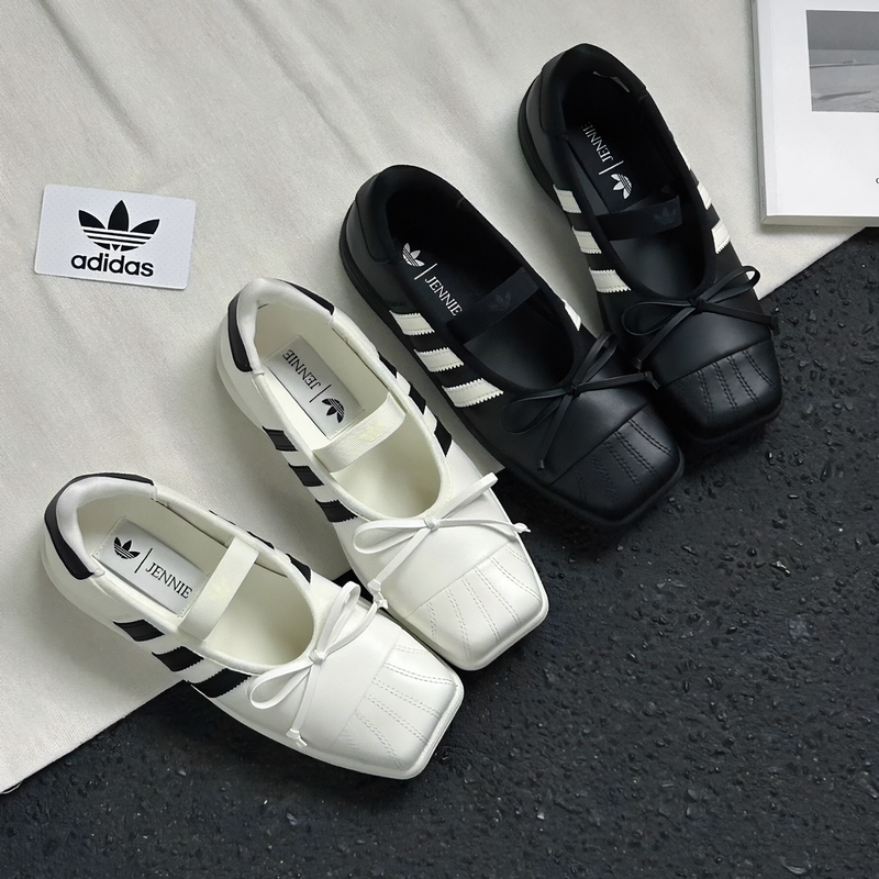 Adidas×Jennie Collaboration Shell-Toe Ballet-Style Korean Casual Shoes for Women, New Autumn Collection in Black and White