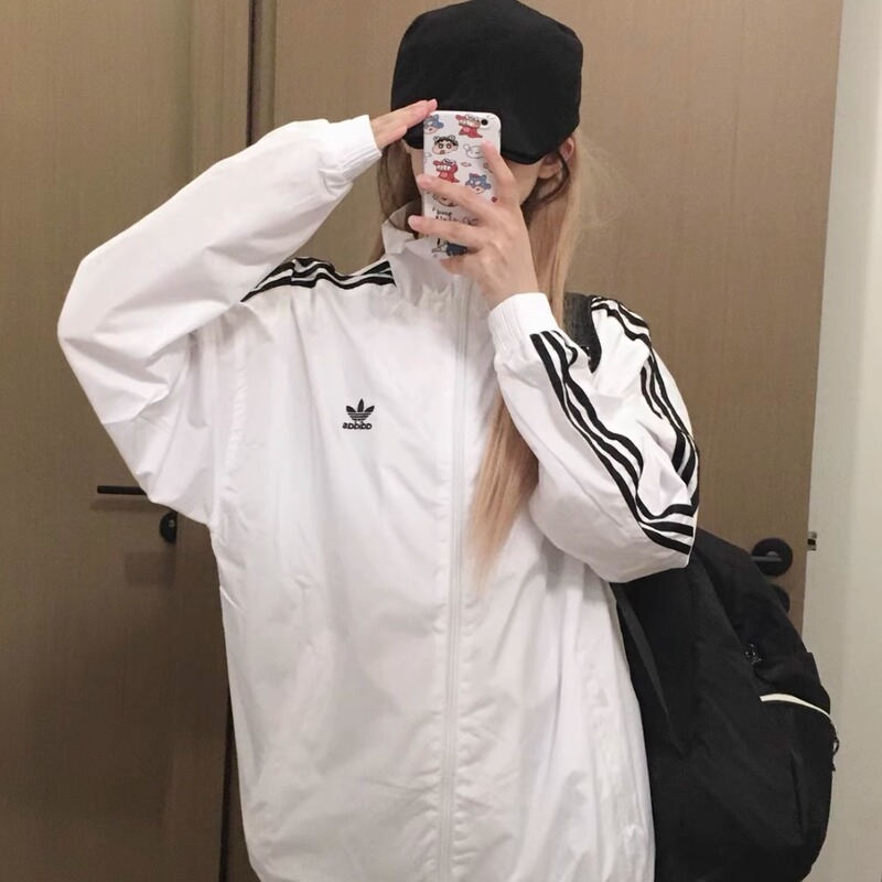 Adidas Adidas Jacket Classic Clover Stripe White Casual Jacket Stand Collar Unisex Ji7535