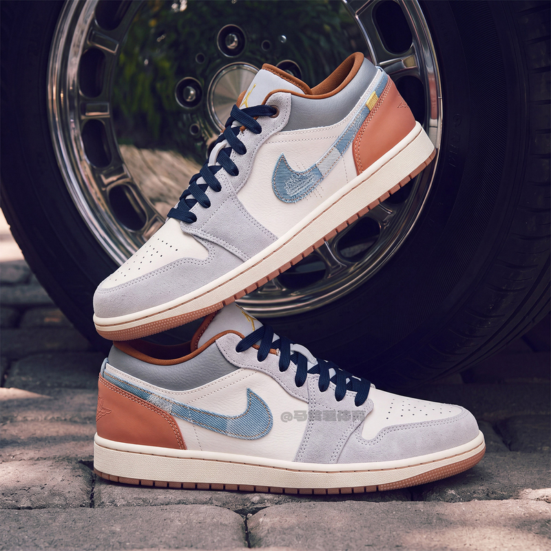 Nike Air Jordan 1 Valentine's Day Wear-Resistant Breathable Low-Top Sports Basketball Shoes for Men in White and Blue