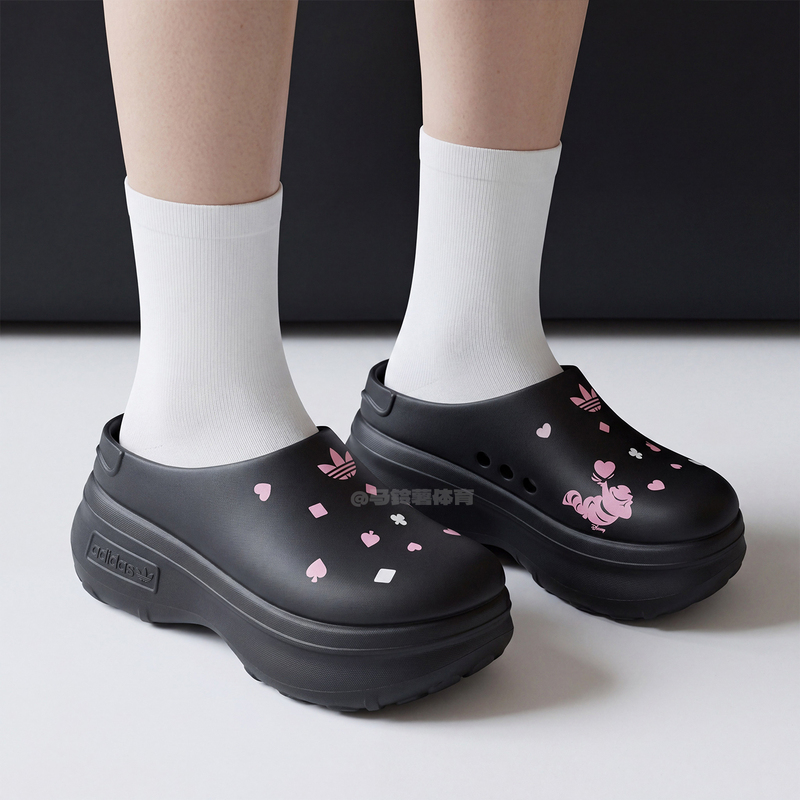 Adidas Trefoil Disney Cheshire Cat Collaboration Chef Mule Clog Slippers Summer Women's Kh5901
