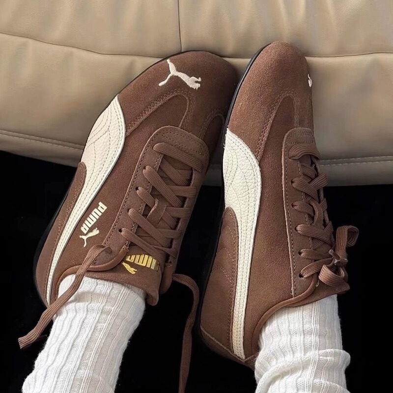 Puma Speedcat Og Puma Lychee Leather Logo Brown Sports Casual Racing Shoes 406329-31