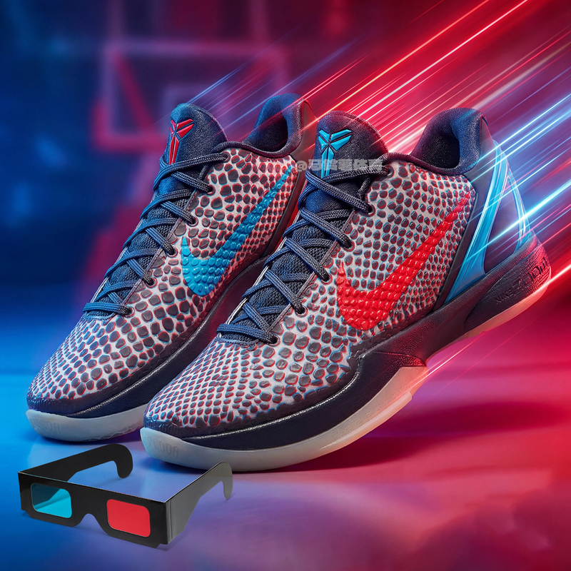 Nike Men's Shoes Kobe 6 Kobe 6Th Generation 3D All-Star Black Red Blue Practical Basketball Shoes Iq3902-002