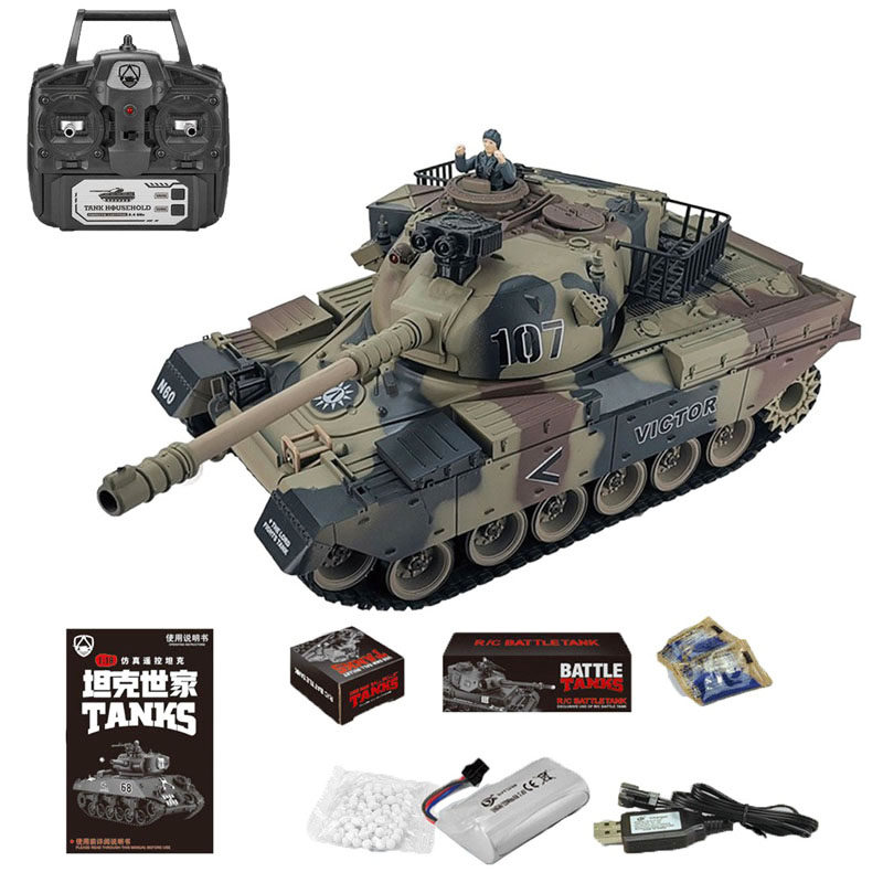 Large 18 - channel metal cannon can launch live ammunition M60 simulation remote control main battle tank model crawl avoidance