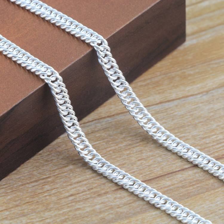 Men's Necklace 99 Pure Silver Whip Chain Handmade Silver Chain Trendy Personality Bold Choker Authentic
