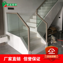 Modern simple tempered glass staircase stainless steel glass armrest steel stairs stairs