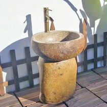 Pierre brute de pierre Cobblestone Lavabo en plein air Patio Stone Lavage à la main Piscine-Style Antique Lavabo