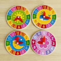 Wooden alarm clock clock Cognitive learning toy Childrens educational teaching aids busyboard busyboard DIY accessories