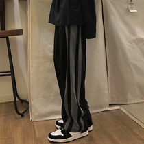 Strip casual sports pants Spring and autumn fat pear shaped body pants loose and thin straight tube dragged broad leg trousers