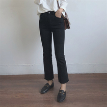 2020 New large early autumn black micro lama jeans female high waist fat thigh thigh thigh straight tub pants