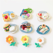 Half-plum creative afternoon tea refrigerator sticker decoration three-dimensional beauty food cake dessert coffee cup resin magnetic patch