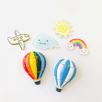 Half-Mei Nordic creative hot air balloon refrigerator stickers message stickers white board stickers wind decorative resin magnetic stickers