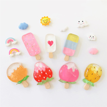 Half-plum summer refrigerator sticker decoration creative simulation cute fruit Popsicle ice cream resin tile