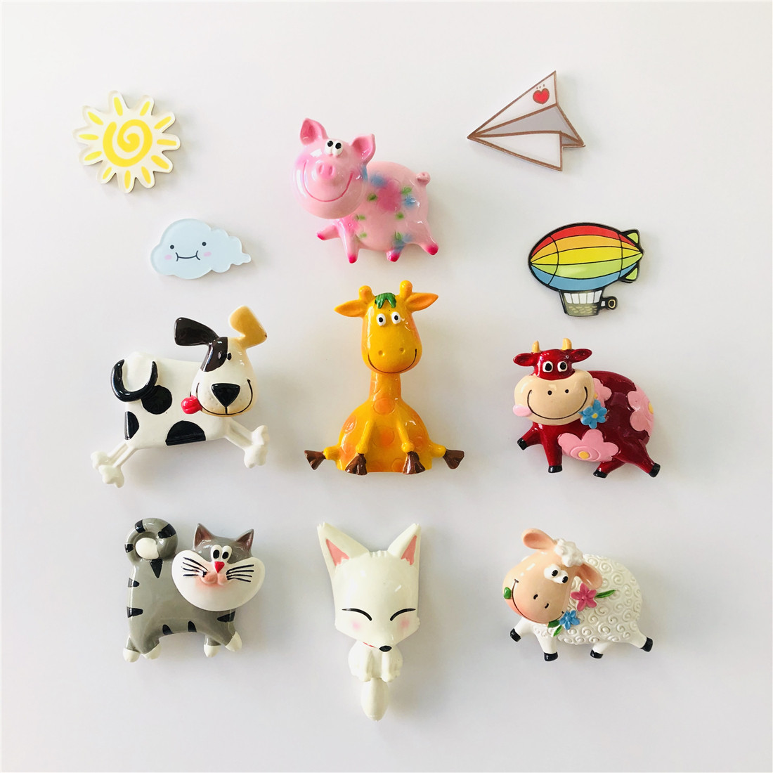 Banmei cartoon cute animal dog cat pig long Jin deer fox cattle and sheep resin refrigerator stickers children's early education magnet