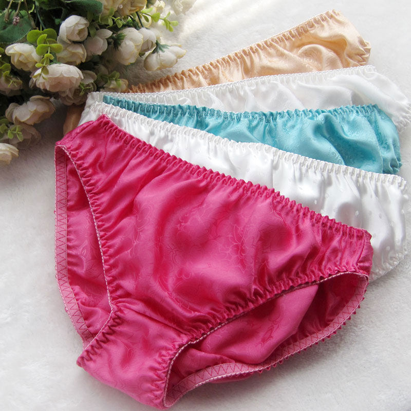 100% Mulberry Silk Silk Panties Women's Jacquard Sexy Underwear Dark Texture Plus Size Plus Size Panties