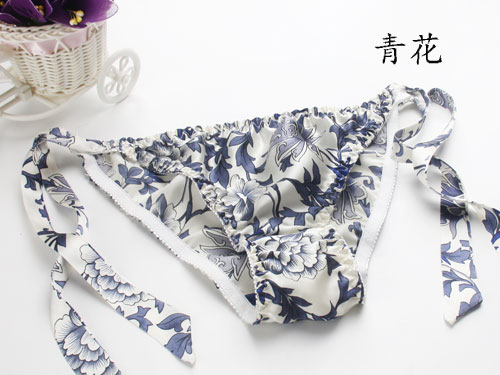 Thời trang mặc bikini 100% đồ lót lụa của phụ nữ bên tie quần lót thong lụa kích thước lớn