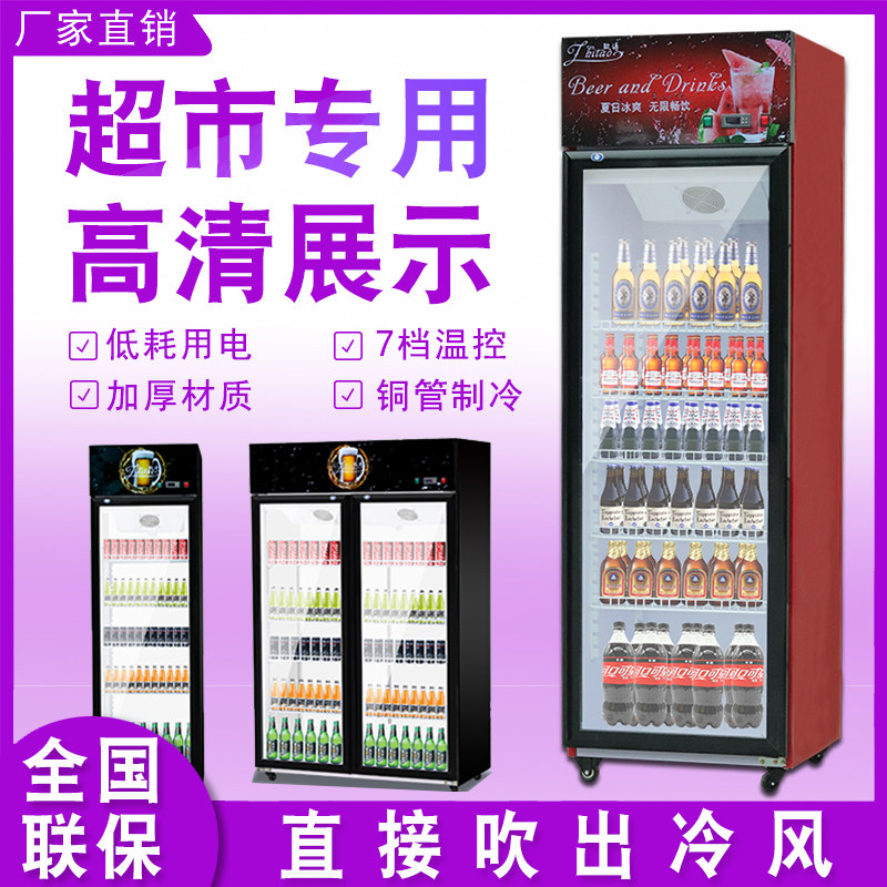 Drinks Display Cabinet Commercial Convenience Store Refrigerated Preservation Cabinet Vertical Single Double Door Ice Cabinet Fridge Supermarket Beer Cabinet