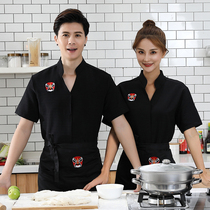 Thin chef overalls short-sleeved mens catering hotel canteen hot pot restaurant large size kitchen custom summer breathable
