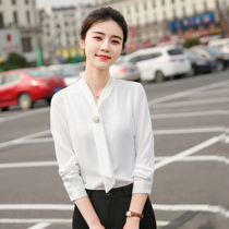 Professional shirt womens long sleeve autumn and winter clothes New slim slim office white collar jewelry store hotel front desk uniform