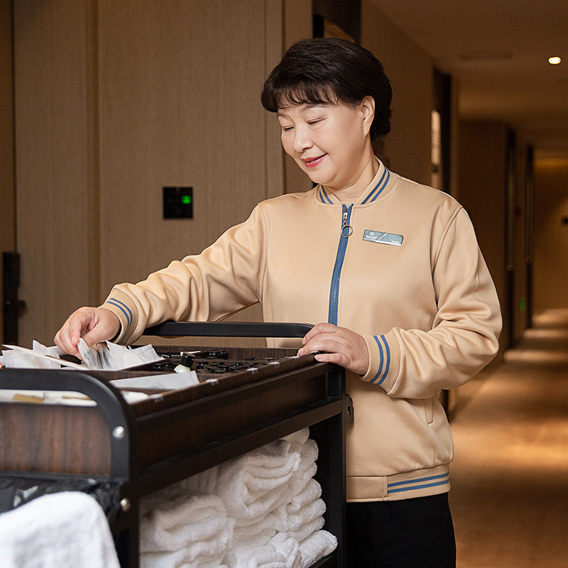 Cleaning clothes long-sleeved thick cotton T women's autumn and winter PA coat room cleaners aunts housekeeping property work clothes suits