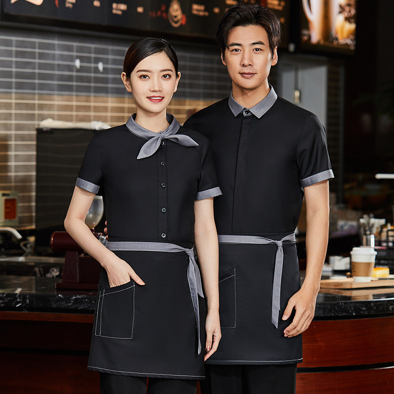 Hotel catering waiter short-sleeved shirt coffee western restaurant KTV bar milk tea shop work clothes tooling customization
