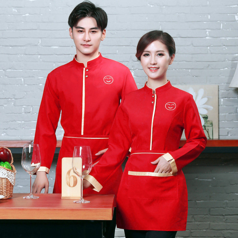 Wine and restaurant work clothes, spring and autumn clothes, restaurants, restaurants, restaurants, hot pot restaurants, Chinese teahouses, farmhouse waiters, long sleeves