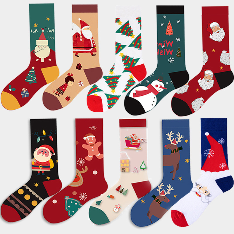 Christmas Socks Street Style ins Trendy Socks for Men and Women Holiday Birthday Gift Long Socks Autumn and Winter Couple Trendy Socks