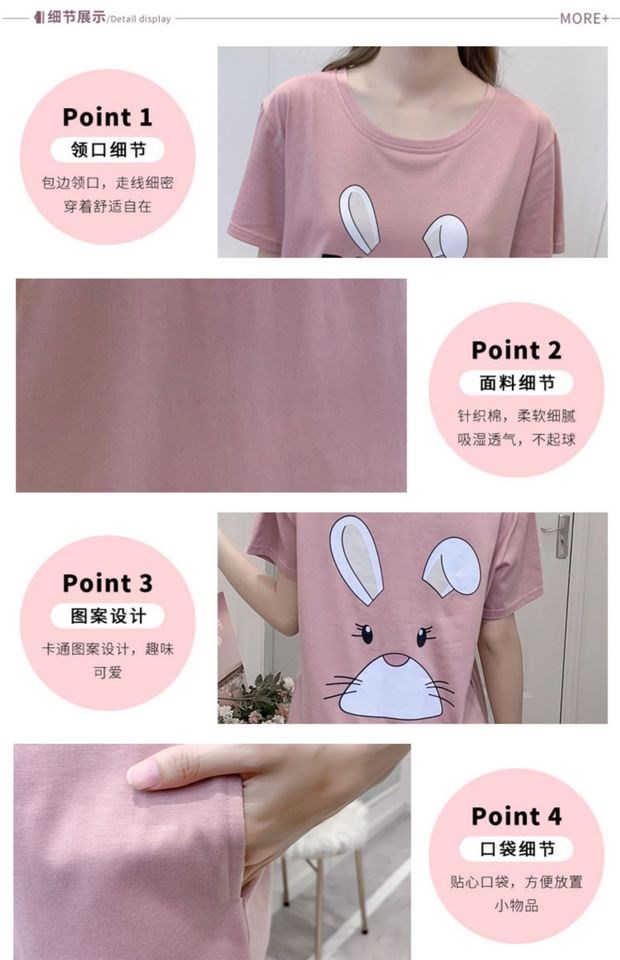 Áo ngủ nữ mùa hè ngắn tay cotton thắt lưng ngực đồ ngủ Phiên bản Hàn Quốc của phim hoạt hình đồ lót một mảnh có thể được mặc bên ngoài váy dịch vụ gia đình - Đêm đầm đầm ngủ dễ thương hàn quốc