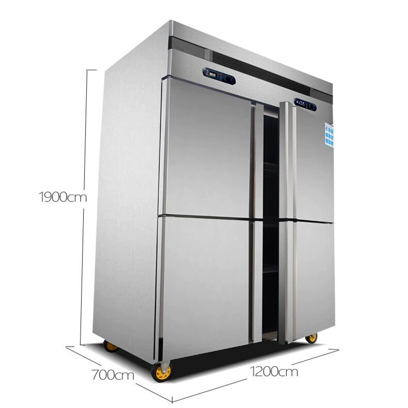 Commercial four-door refrigerator freezer freezer fully refrigerated full-frozen double-temperature fresh-keeping cabinet vertical catering kitchen