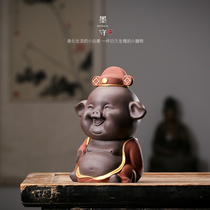 Creative purple sand tea cans double ceramic large Fu pig storage tea cans sealed cans tea packaging box gifts