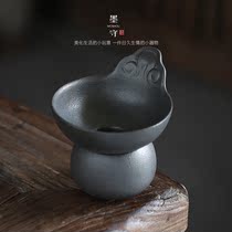 Moshou black pottery kung fu tea set filter tea leak set ceramic tea bottom filter tea ceremony zero match