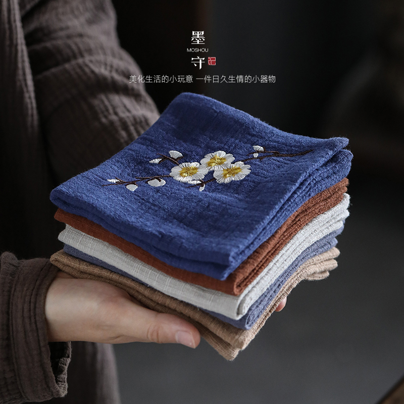 Ink Patron Tea Towel Suction Tea Table A Few Towels Rub Cotton Numb Zen retro embroidered Gongfu tea with Chinese style tea cloth