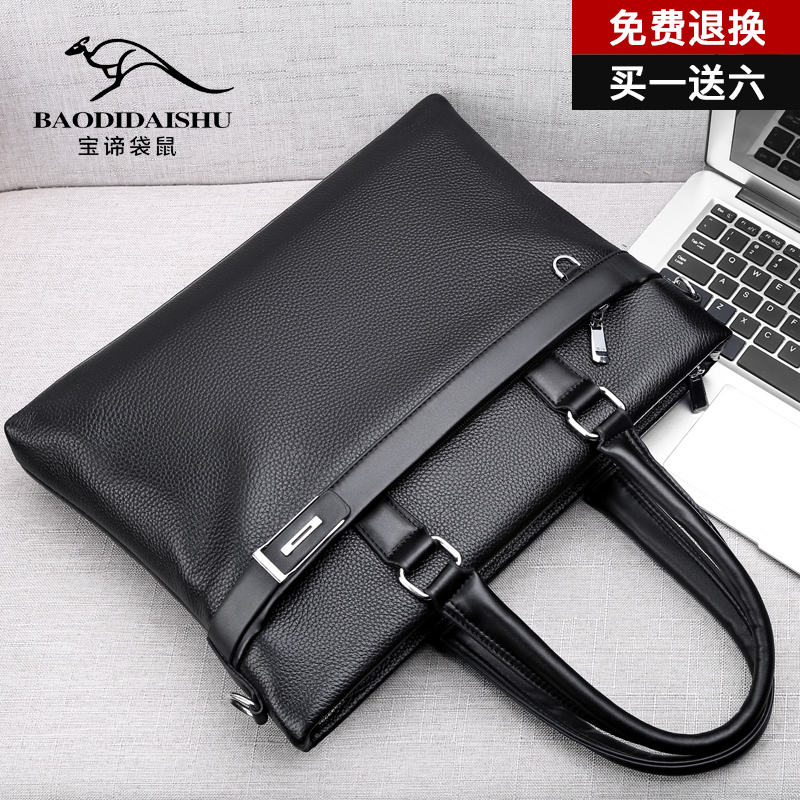 Treasure Chic Kangaroo Men's Bags Handbag Men Business Real Leather Handbags Men's Briefcase Men Bags Casual Single Shoulder Sloped Satchel Bag