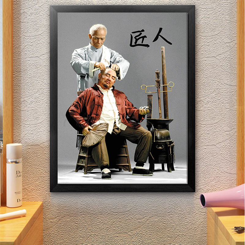 Retro Barber Shop Decorative Painting, Classic Craftsman Creative Photo Frame Hanging Painting, Hair Salon Decoration, Hair Salon Background Wall Painting Retro Barber Shop Decorative Painting, Classic Craftsman Creative Photo Frame Hanging Painting, Hair Salon Decoration, Hair Salon Background Wall Painting