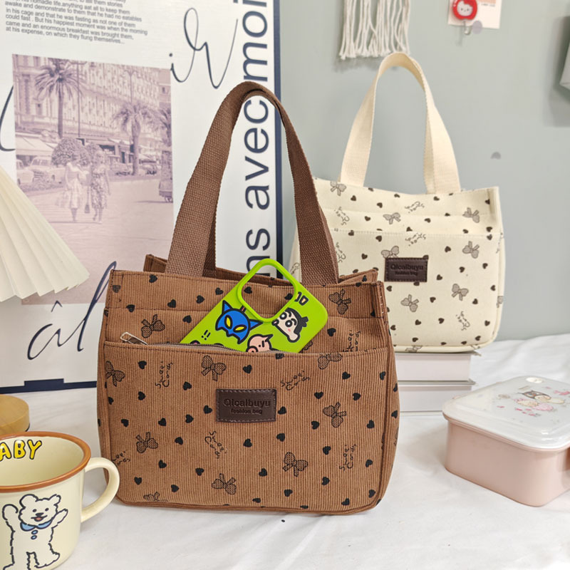 New Corduroy Tote Bag, Versatile for Commuting, High Aesthetic Value, Portable for Work, Large Capacity, Student Lunch Bag