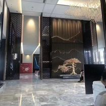 Custom stainless steel screen Living room metal grille Hotel KTV sales department landscape painting titanium partition background wall