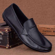 Soft leather breathable light sloth shoes mens genuine leather Monolayer Cow Leather Casual Leather Shoes Man soft bottom One foot pedal Driving shoe men