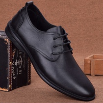 2022 Tide Shoes Men Casual Leather Shoes Soft Leather Soft Bottom Genuine Leather Breathable Business 100 Hitch Male Shoe Korean Version Driving Shoes
