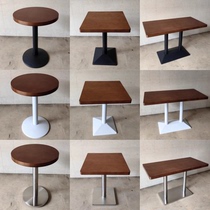 Modern simple solid wood dining table coffee table dessert milk tea shop clear bar tavern retro double small round table rectangular table