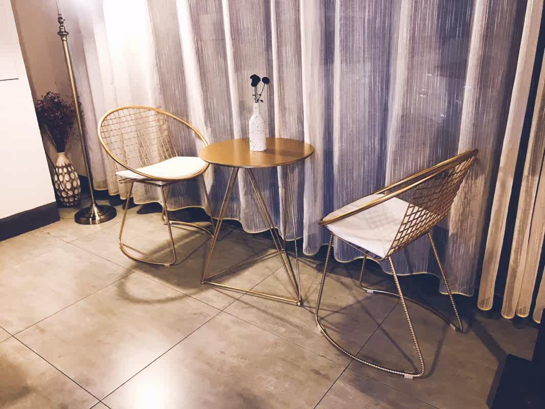 Nordic leisure tables and chairs wrought iron coffee table combination courtyard outdoor cafe balcony tables and chairs three-piece set balcony tables and chairs