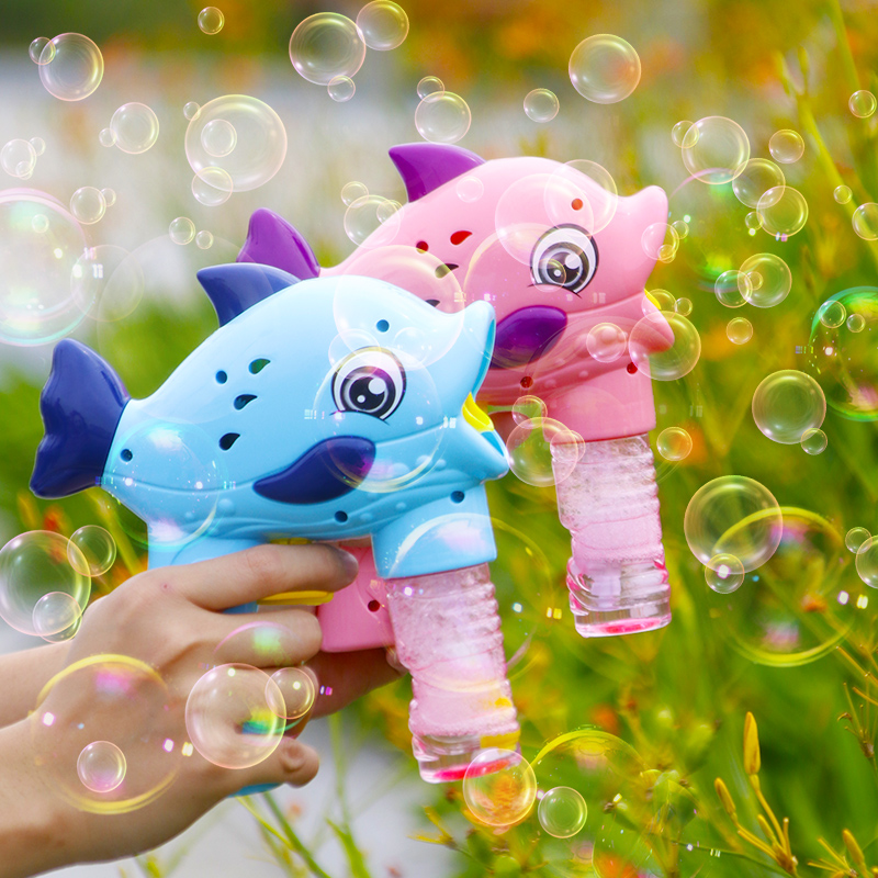 Children's bubble blowing machine manual no need for battery bubble gun does not leak water with bubble liquid shake sound same Net red toy