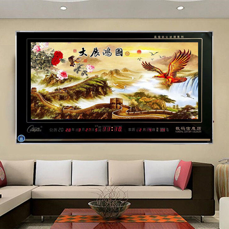 Combas perpetual calendar electronic clock Home living room bedroom hanging wall hotel ultra-thin alloy frame digital wall clock